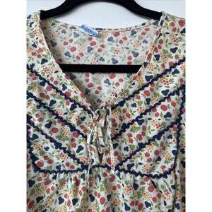 Vintage Stardust Prairie Blouse Rickrack Trim Med? Cottagecore Boho Peasant